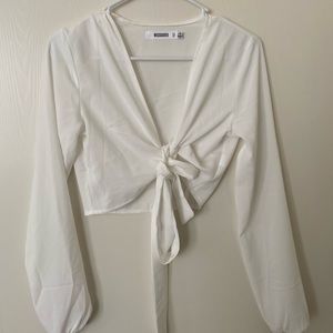 Missguided Tied Front Long Sleeve Top